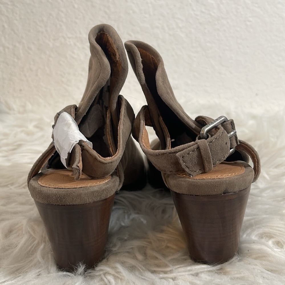FRYE Dani Shield Sling Peep-Toe Ankle Boot Dark Taupe Booties Leather Size 6 NEW - Picture 5 of 16